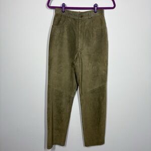 Peruvian Connection Womens Suede Leather Pants Size 6 Brown Straight High Rise
